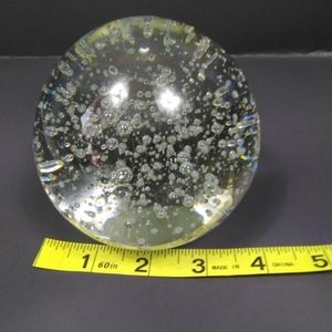 GLASS PAPER WEIGHT WITH CONTROLLED BUBBLES CLEAR HEAVY